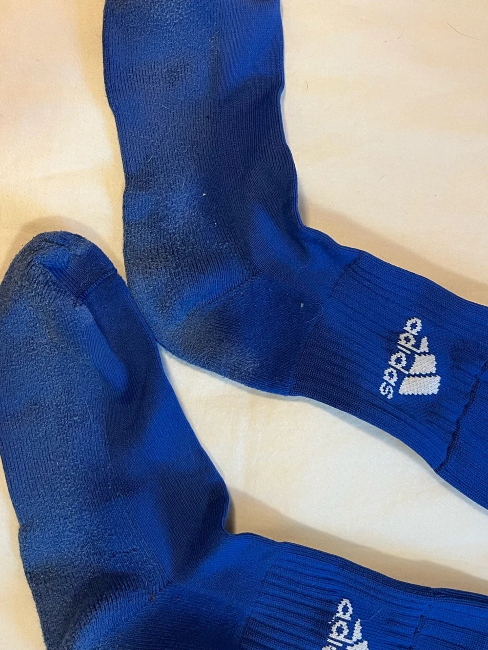 adidas Men's Blue Athletic Soccer Socks with White Stripes